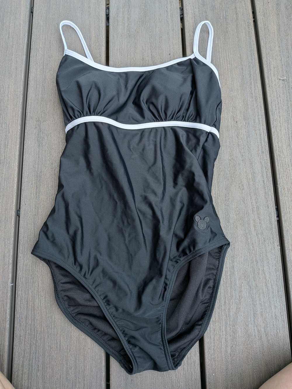 NWT Disney Black One-Piece Swimsuit with White Trim